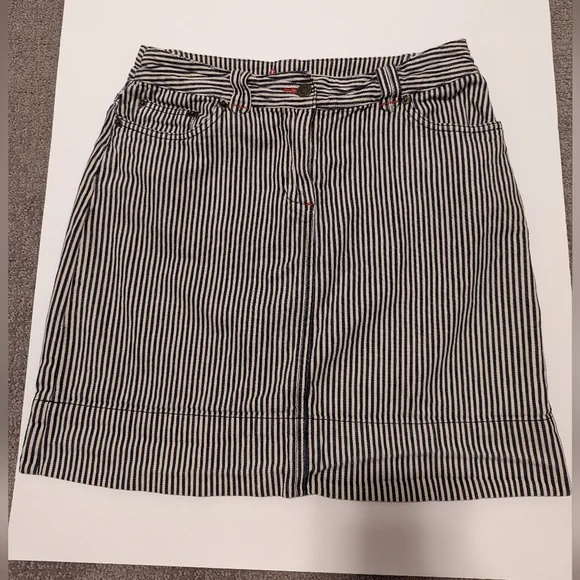 Boden navy blue white stripe nautical skirt size 8 - Picture 1 of 3